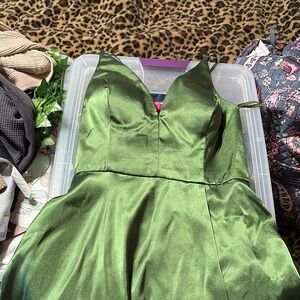 Elegant Green Satin Dress